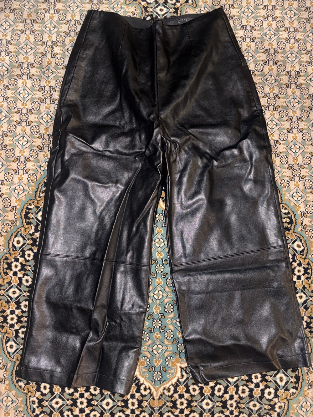 Guess Black faux Leather Wide-Leg culottes
